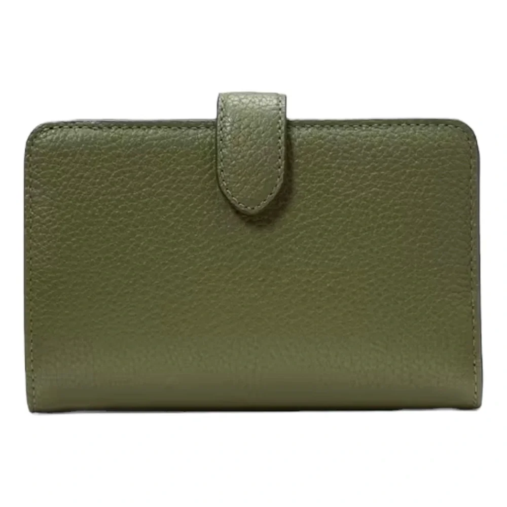 Kate Spade New Lena Enchanted Green Pebbled Leather Medium Bifold Wallet